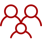 Red outline of three people on black