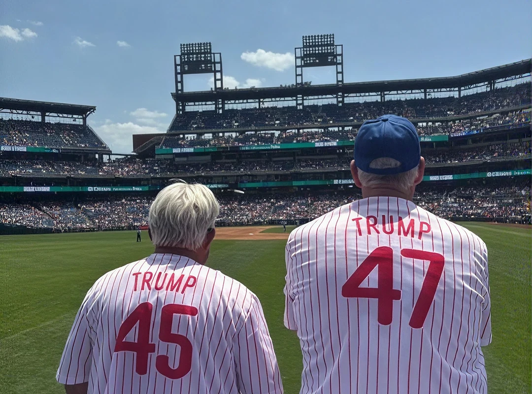 Baseball fans wearing numbered jerseys